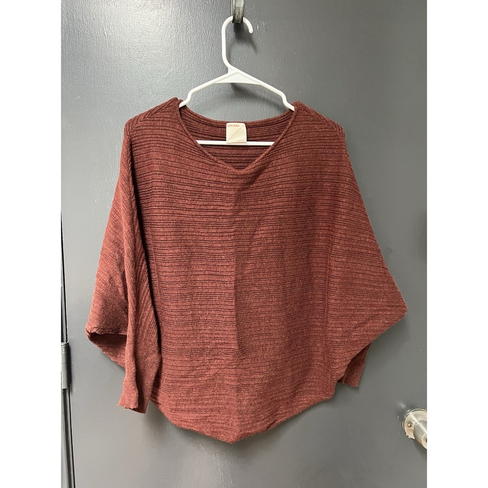 Kerisma Women's Sz S/M Red Ribbed Dolman Sweater Pullover Wool Blend
